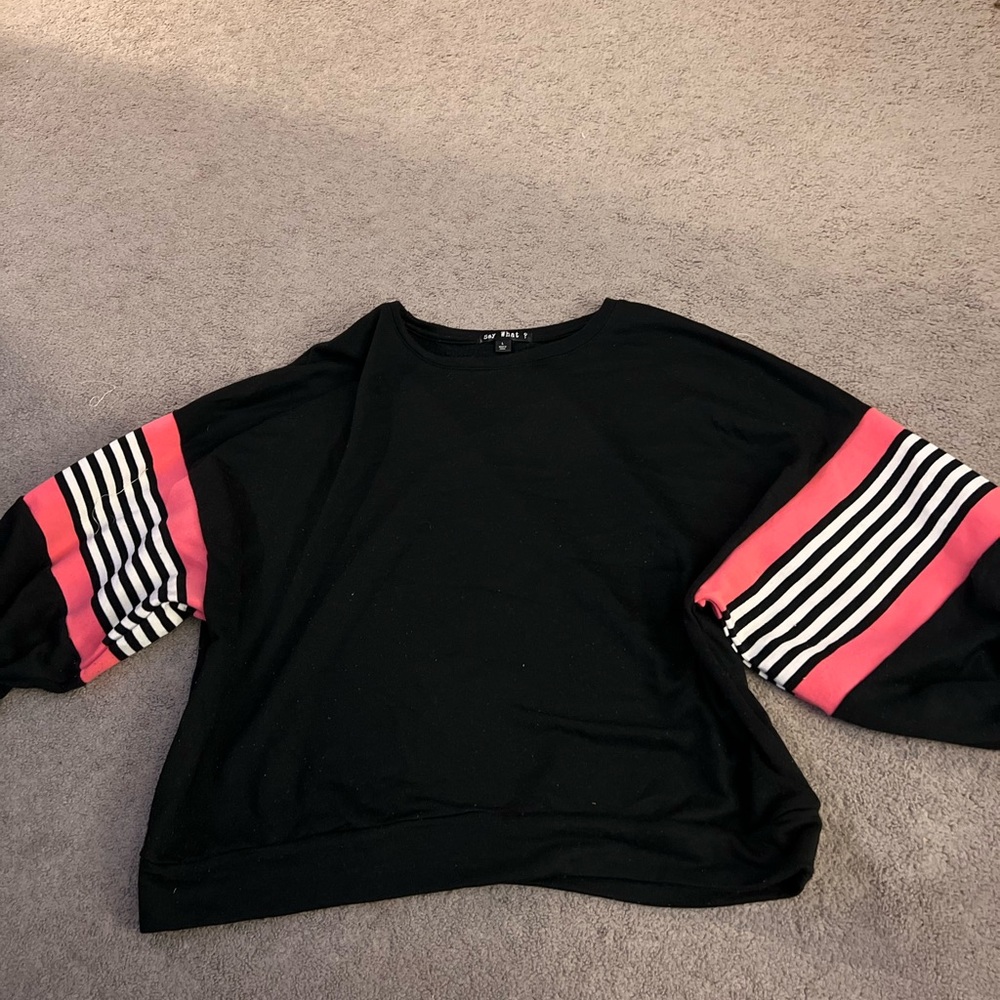 size large, black with white and pink stripes